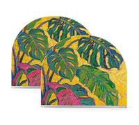 Set di portatovaglioli in acrilico con foglie tropicali di Monstera Deliciosa, pittura a olio, per bagno, ristorante, autoportante, in acrilico, decorazione per la casa per picnic e bar, confezione da