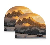 Set di portatovaglioli in acrilico con paesaggio con case di montagna della neve per cocktail autoportante cactus portatovaglioli decorazione per la casa per esterni, sala da pranzo, confezione da 2