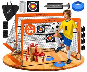 Set di porte da calcio KESSER® da 2 pezzi | Fantastico regalo di calcio per bambini, per interni ed esterni del giardino: antiscivolo - In ccessori per l'allenamento di calcio: coni, bersaglio