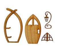 Set di porte e finestre in legno di alta qualità - per alberi in miniatura in legno fata Pixie Garden Outdoor Decor per la casa bambini