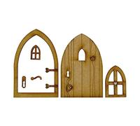 Set di porte e finestre in legno di alta qualità - per alberi in miniatura in legno fata Pixie Garden Outdoor Decor per la casa bambini