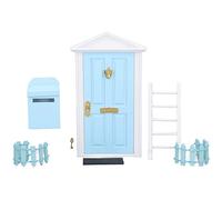 Set di Porte in Legno Mini, Piccola Porta della Fatina dei Denti in Legno per Casa delle Bambole 1:12, Lavorazione Raffinata con Dettagli Vividi e Colore Rosso Saturato (Blu)