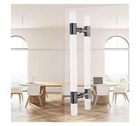 Set di porte in vetro con doccia trasparente in casa, manici per porte del fienile a forma acrilica H per spinta esterna a spinta fren, modello back-to-back (colore: nero, dimensione: 120 cm/47.2in)