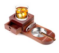 Set di posacenere per sigari in legno Cuban Cigar Ashtray, accessori per sigari, affumicatore, sigari cubani, whiskey, set regalo con cassetto rimovibile e tagliabigari per casa, ufficio, bar