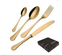 Set di posate 75 pezzi Domus Gold in confezione regalo, Acciaio 18/10, spessore 3 mm cromo