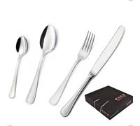 Set di posate 75 pezzi Impero Argento 8 micron in confezione regalo, Acciaio inox Aisi 304 Finitura Argentata, spessore argento 8 micron, spessore posata 3 mm cromo