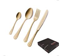 Set di posate 75 pezzi Royal Retrò PVD Gold in confezione regalo, Acciaio 18/10 antico, spessore 2.5 mm, pvd oro cromo
