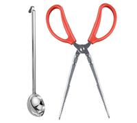 Set di posate a pellet kaminplende, mini impugnatura per un pompiere, pinza in metallo per mini aste di fuoco, pellet | Ideale per cucinare, barbecue, in cucina, all'interno, per e sulla