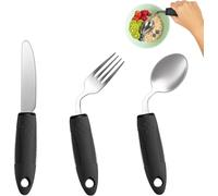 Set Di Posate Adattabili For Anziani, Forchetta E Cucchiaio In Acciaio Inossidabile Con Impugnatura Comoda, Design Con Manico Aperto Che Offre Diverse Posizioni For Tremori Alle Mani, Artrite(3pcs)