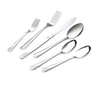 Set Di Posate Con Coltelli Forchette Cucchiai | Finitura in metallo color argento, bordi lisci e lucidi, uso quotidiano/festivo/ospite