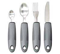 Set di posate con manici extra larghi, manici spessi, impugnature per corfort, ideale per la sala da pranzo per anziani disabili, artrite e morbo di Parkinson (4 pezzi grigio)