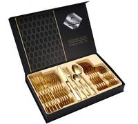 Set di posate da 24 pezzi in acciaio inossidabile stile occidentale, adatto per uso domestico, ristorante, hotel, matrimonio, accessori per la cucina, decorazione per la casa, regalo di Natale e Capod