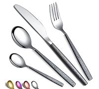 Set di posate da 24 pezzi Mars, coltelli, cucchiai e forchette con manico nero