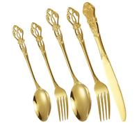 Set di Posate da Cucina in Acciaio Inossidabile Oro | Finitura Lucida e Bordi Lisci, Design Moderno ed Elegante, per Steak, Tavola, Ospiti e Tea Time