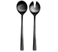 Set di posate da insalata Intirilife in acciaio inox 18/0 nero -24,5 cm- Set di posate 2 pezzi, forchetta da insalata, cucchiaio da portata, acciaio inox lucido, opaco, lavabile in lavastoviglie