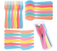 Set di posate da picnic, posate in plastica, riutilizzabili, 18 cucchiai.