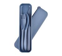 Set di posate da viaggio in plastica per 1 persona, set di posate da campeggio portatile per bambini e adulti, set di forchette in plastica per scuola, picnic all'aperto o uso quotidiano (blu)