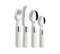 Set di posate ECHTWERK Bistro, set di posate da tavola da 16 pezzi in acciaio inossidabile di alta qualità per un massimo di 4 persone, set da pranzo con manici in plastica, crema
