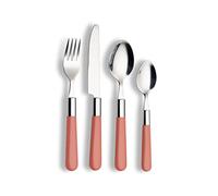 Set di posate ECHTWERK Bistro, set di posate da tavola da 16 pezzi in acciaio inox di alta qualità per 4 persone, set da pranzo con manici in plastica, rosa
