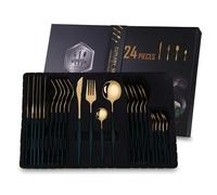 Set di posate EL-26406 da 24 pezzi - Oro / Verde