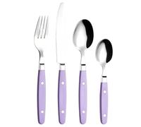 Set di posate EXZACT 24 pezzi in acciaio inox - con manici rivettati in stile retrò - 6 forchette da tavola, 6 coltelli da tavola, 6 cucchiai da tavola, 6 cucchiaini da tè - Per 6 persone (Lilla)