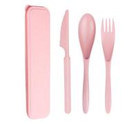 Set di posate in plastica riutilizzabili, 1 set di posate da viaggio con astuccio, set di posate da campeggio, utensili portatili, per pranzo, scuola, picnic, viaggi, campeggio o uso quotidiano (rosa)
