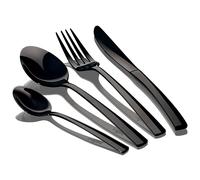 Set di Posate Nero 24 Pezzi Acciaio Inox Finitura Lucida, Servizio 6 Persone Be