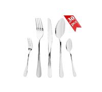 Set di posate per 6 persone, set da 30 pezzi, con coltello, forchetta, cucchiaio, set di posate lucidate a specchio, posate lavabili in lavastoviglie, posate in acciaio inox per casa, cucina