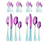 Set di posate per 6 persone, set di posate da cucina in acciaio con | Forchette e cucchiai da cucina portatili, posate per il pranzo in casa, in campeggio