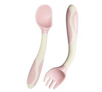 Set di posate per bambini, cucchiaio e forchetta in silicone per l'alimentazione, set da pranzo ergonomico per primi pasti per ragazzi e ragazze svezzamento cibo solido per la scuola materna