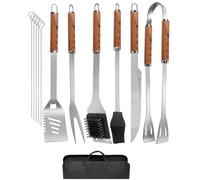 Set di posate per barbecue, 12 pezzi, in acciaio inox, accessori per barbecue con custodia, strumenti durevoli per barbecue all'aperto, campeggio, posate professionali per uomini e donne
