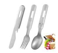 Set di Posate per la Tavola - Forchetta Cucchiaio E Coltello | Set di Posate in Acciaio Inossidabile | per Campeggio Pranzo Cena Viaggio all'Aperto Escursionismo Zaino in Spalla Picnic