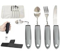 Set di Posate per Parkinson,Set di Posate da Posate a Presa Facile Impugnatura Antiscivolo,Set di Posate Disabili Acciaio Inox,Posate per Disabili,Posate,Cucchiaio Forchetta Morbo di Parkinson