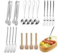 Set di posate per servire, Stoviglie in acciaio inox, Set di posate stabile 18 pezzi, set di posate sicuro per servire marshmallow lime verdure formaggio