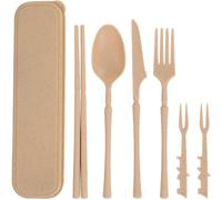Set di posate portatile con astuccio, posate in plastica riutilizzabili, coltello, forchetta, cucchiaio, stoviglie, set di posate da viaggio per campeggio, picnic, ufficio, scuola o uso quotidiano