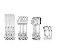 set di posate, Posate in argento, set di posate in acciaio inossidabile da 24 pezzi, stoviglie, cibo occidentale, Royal Tableware, forchette frutta, coltelli, cucchiaini caffè(Silver With Spoon)