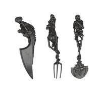 Set di Posate Scheletro di Halloween, Stoviglie in Metallo con Teschio con creatività e Durata, di Halloween (BLACK)