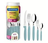 Tramontina 23398-288 “Ipanema” - Set di posate da tavola per 6 persone, 30 pezzi, in acciaio inox, manico azzurro