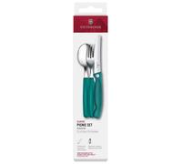 Victorinox Set di Posate da Picnic Classic, 3 Pezzi, Posate da Viaggio, incl. Coltello Richiudibile, Forchetta, Cucchiaio, Robusti Manici in Plastica, Verde