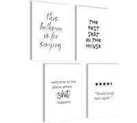 Set di poster da bagno (This Bathroom is for Singing | The Best Seat in the House | Welcome to the Place where Shit happens | Would Poop Here again, set di poster 4 x A4 (21 x 30 cm) | senza cornice)