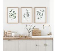 Set di Poster Premium | Set di 3 50 x 70 cm | Stampe d'Arte Quadri da Parete Poster Collage Quadro Decorazione Parete Boho Foglie Piante Botanica Acquerello Verde | Soggiorno Camera da Letto Cucina |
