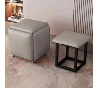 Set di pouf impilabili 5 in 1, versatili sgabelli cubici con rotelle girevoli, sgabelli impilabili con finitura in pelle nappa, eleganti poggiapiedi e pouf, sedia ottomana con rotelle per soggiorno (