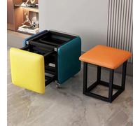 Set di pouf impilabili 5 in 1, versatili sgabelli cubici con rotelle girevoli, sgabelli impilabili con finitura in pelle nappa, eleganti poggiapiedi e pouf, sedia ottomana con rotelle per soggiorno (