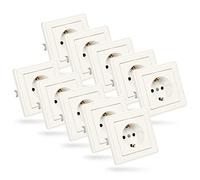 Set di prese elettriche da muro ABSINA - Presa da muro per montaggio a incasso - Prese elettriche da muro interno 250V AC, 16A, IP20 incl. telaio, inserto da incasso e coperchio - Presa incasso bianca