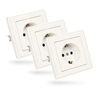 Set di prese elettriche da muro ABSINA - Presa da muro per montaggio a incasso - Prese elettriche da muro interno 250V AC, 16A, IP20 incl. telaio, inserto da incasso e coperchio - Presa incasso bianca
