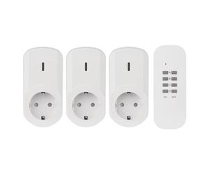 Set di prese senza fili EMOS, 3 prese con contatto di protezione e telecomando, 3 pezzi, 230V, 1000 W, sicura per bambini