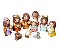 Set di presepe natalizio - 10 pezzi in resina con scena della mangiatoia, set di presepe in resina con figure | Set natalizio della nascita di Gesù, adorabile set colorato di piccole figure per la