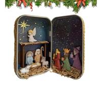 Set di presepe portatile - Mini statuette sacre decorative festive 3D | Versatile crea un'atmosfera calda per la casa, statuette natalizie della Sacra Famiglia su scaffale da scrivania