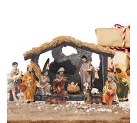 Set Di Presepi Natalizi -12 Pz Presepe Statuine In Resina | Set Di Statuette Della Natività Della Sacra Famiglia | Statua Della Natività In Miniatura Con Figure E Stalla Per Decorazioni Natalizie