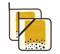Set di presine antiscivolo resistenti al calore, 8 x 20,3 cm, colore giallo senape e nero, per cuocere la cucina e il tavolo da pranzo